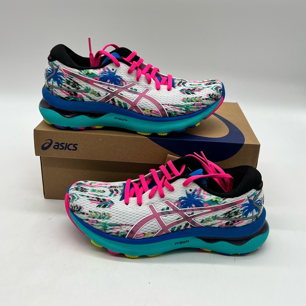 Asics Gel-Nimbus 24 Women’s Sz 7.5 White/Pink Glo Mesh Running Sneakers